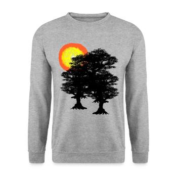 Sun trees tree forest nature ecology environment - Unisex Sweatshirt - salt & pepper - Front - Alina (178cm) & Michal (187cm)