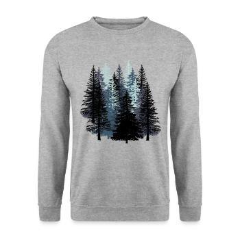 Forêt Noir et blanc Bois Durabilité Environnement Nature - Sweat-shirt Unisexe - gris chiné - Devant - Alina (178cm) & Michal (187cm)