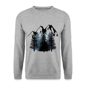 Forest Mountains Nature Wilderness black white Scouts - Unisex Sweatshirt - salt & pepper - Front - Alina (178cm) & Michal (187cm)