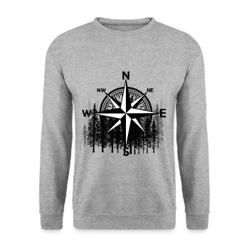 Forest Compass Nature WindRose Outdoor Suède - Sweat-shirt Unisexe - gris chiné - Devant - Alina (178cm) & Michal (187cm)