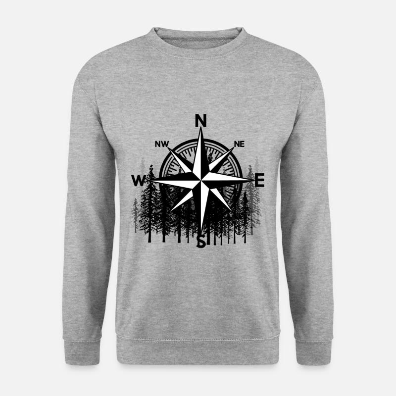 Forest Compass Nature WindRose Outdoor Suède - Sweat-shirt Unisexe - gris chiné