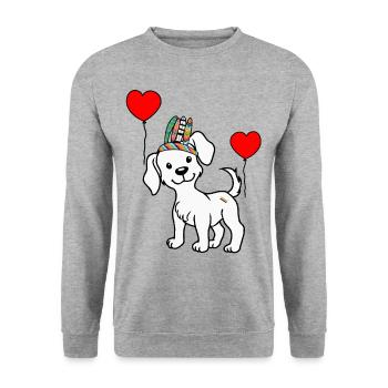Wilder Indianer Haustiere Hund Geburtstag Grüße - Unisex Pullover - Weißgrau meliert - Vorne - Alina (178cm) & Michal (187cm)