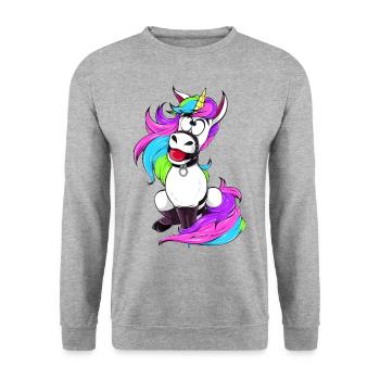 Evil Unicorn BDSM Sub Brat DDLG Bondage Humor - Unisex Sweatshirt - salt & pepper - Front - Alina (178cm) & Michal (187cm)