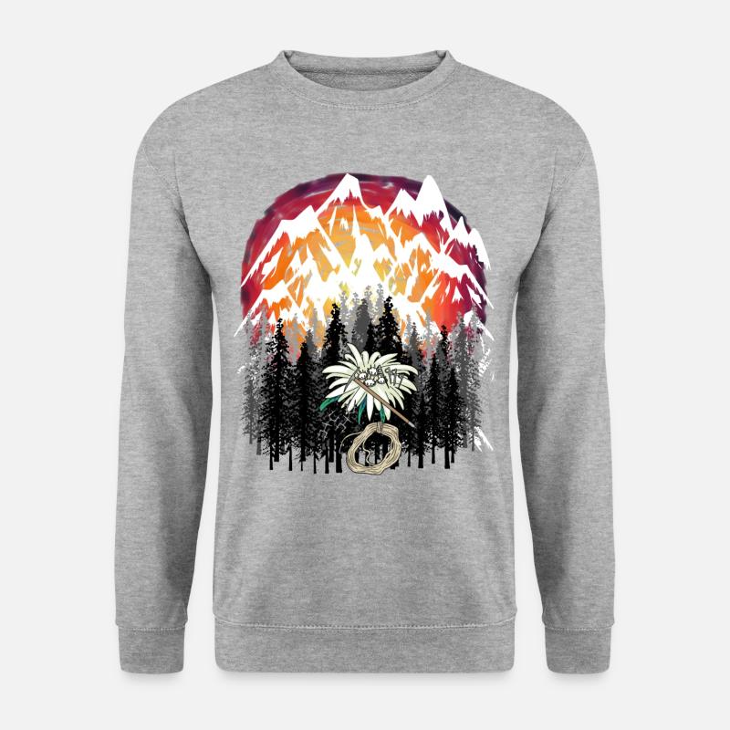 Gebirge Bergsteiger Extremsport Urlaub Alpen - Unisex Pullover - Weißgrau meliert