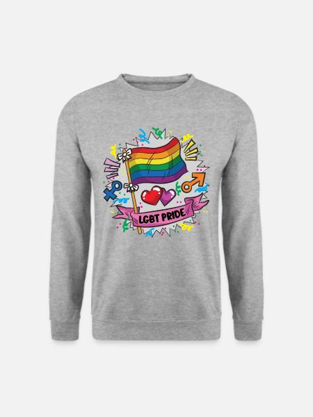 LGBT PRIDE Regenbogen Fahne Stolz bunt farbenfroh - Unisex Pullover - Weißgrau meliert