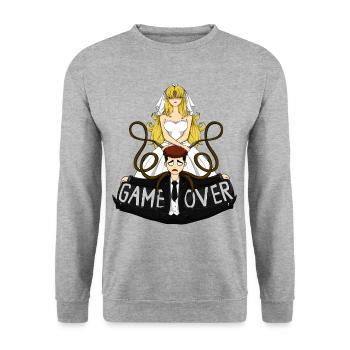 Game over drôle disant mariage mariée marié - Sweat-shirt Unisexe - gris chiné - Devant - Alina (178cm) & Michal (187cm)