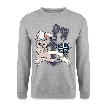 Sailor Compass Ancre Lapin Marin Capitaine Ahoi - Sweat-shirt Unisexe - gris chiné - Devant - Alina (178cm) & Michal (187cm)