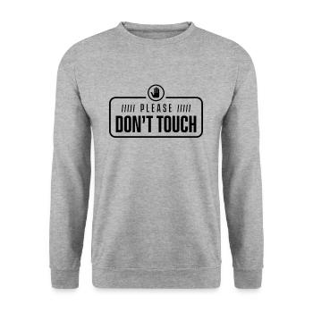 Bitte nicht anfassen Finger Weg Berühren Gucken - Unisex Pullover - Weißgrau meliert - Vorne - Alina (178cm) & Michal (187cm)