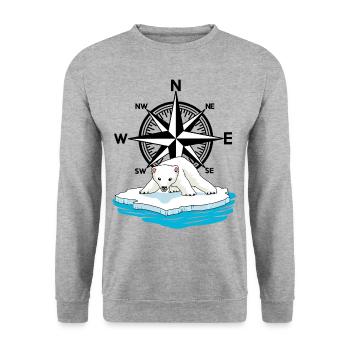 Ours polaire Rose des vents Arctique Arctique Compas Fantasy - Sweat-shirt Unisexe - gris chiné - Devant - Alina (178cm) & Michal (187cm)