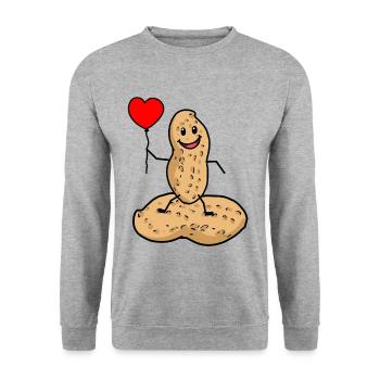 happy Erdnuss Liebe Valentin Traummann Casanova - Unisex Pullover - Weißgrau meliert - Vorne - Alina (178cm) & Michal (187cm)