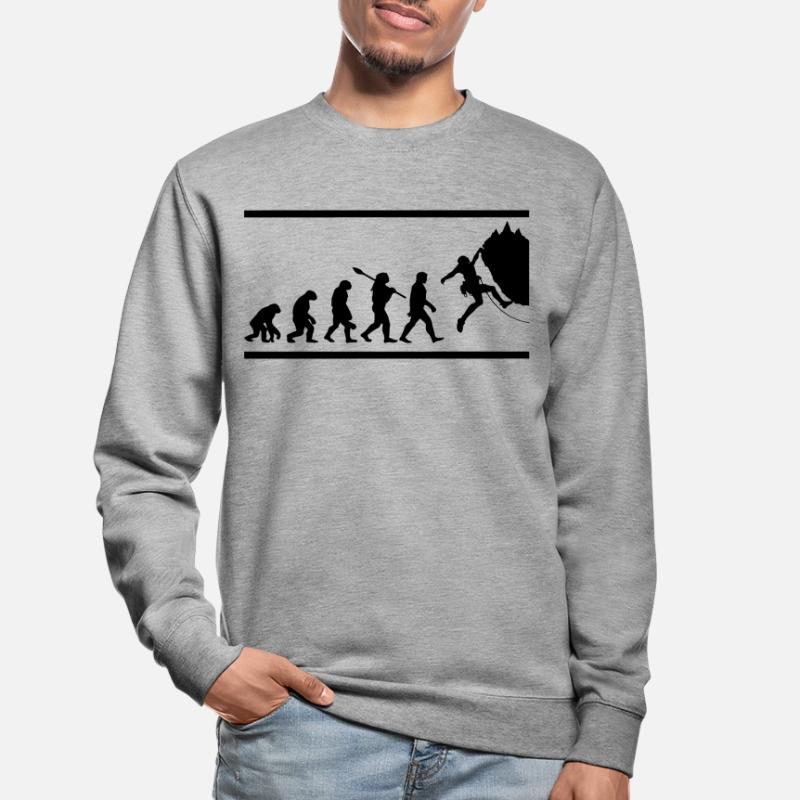 Rock climber climbing evolution Unisex Sweatshirt