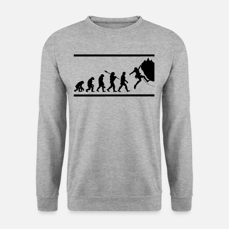 Felskletterer Klettern Evolution - Unisex Pullover - Weißgrau meliert