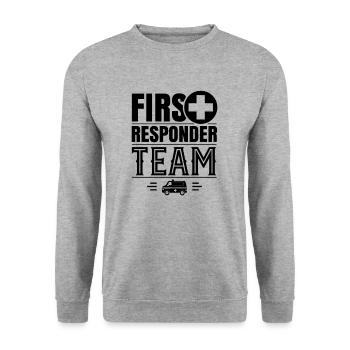 Équipe de premiers intervenants Aide des premiers intervenants d'urgence - Sweat-shirt Unisexe - gris chiné - Devant - Alina (178cm) & Michal (187cm)