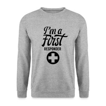 Je suis un premier intervenant d'urgence - Sweat-shirt Unisexe - gris chiné - Devant - Alina (178cm) & Michal (187cm)