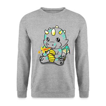 Dragon Crickets Fantasy Kids Baby Snack - Unisex Sweatshirt - salt & pepper - Front - Alina (178cm) & Michal (187cm)