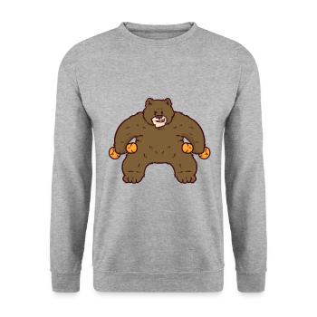 Musculation ours fitness haltère drôle - Sweat-shirt Unisexe - gris chiné - Devant - Alina (178cm) & Michal (187cm)