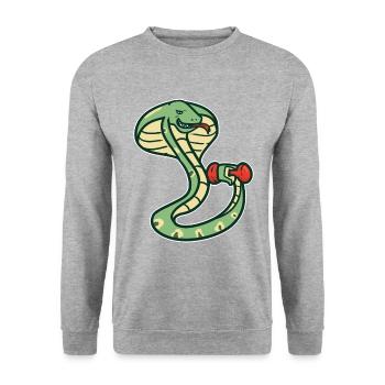 Musculation serpent fitness haltère drôle - Sweat-shirt Unisexe - gris chiné - Devant - Alina (178cm) & Michal (187cm)