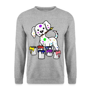 Hund Künstler Maler Kunst Pinsel Berufe Job - Unisex Pullover - Weißgrau meliert - Vorne - Alina (178cm) & Michal (187cm)