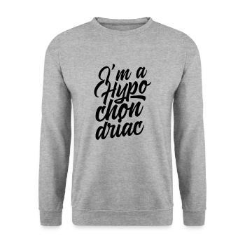 Ich bin ein Hypochonder Krankheit Hypochondrie - Unisex Pullover - Weißgrau meliert - Vorne - Alina (178cm) & Michal (187cm)