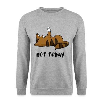 Katze Mittelfinger heute nicht - Unisex Pullover - Weißgrau meliert - Vorne - Alina (178cm) & Michal (187cm)