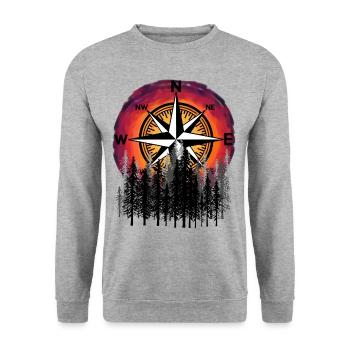 Boussole rose des vents outdoor Trecking Amour de la nature - Sweat-shirt Unisexe - gris chiné - Devant - Alina (178cm) & Michal (187cm)