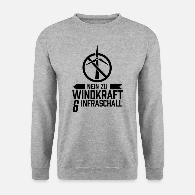 Nein zu Windkraft & Infraschall Windkraftgegner - Unisex Pullover - Weißgrau meliert
