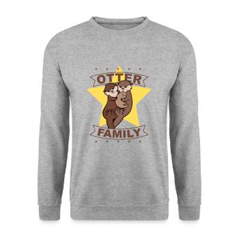 Otter Family, Stern, Geschenk, Geschenkidee - Unisex Pullover - Weißgrau meliert - Vorne - Alina (178cm) & Michal (187cm)