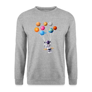 Astronaute planète swing système solaire soleil terre - Sweat-shirt Unisexe - gris chiné - Devant - Alina (178cm) & Michal (187cm)