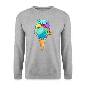 Planètes du système solaire en cornet de crème glacée cornet de crème glacée - Sweat-shirt Unisexe - gris chiné - Devant - Alina (178cm) & Michal (187cm)