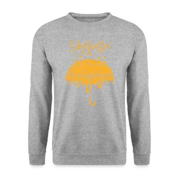 Schietwetter Regen Regenwetter Norddeutsch Platt - Unisex Pullover - Weißgrau meliert - Vorne - Alina (178cm) & Michal (187cm)