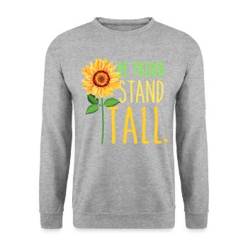 Be Proud Stand Tall Summer Tournesol Mesdames - Sweat-shirt Unisexe - gris chiné - Devant - Alina (178cm) & Michal (187cm)