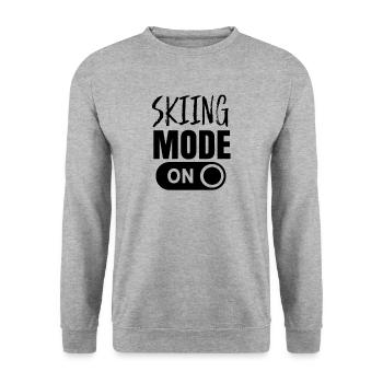Ski Modus An Skifahrer Skifahren - Unisex Pullover - Weißgrau meliert - Vorne - Alina (178cm) & Michal (187cm)