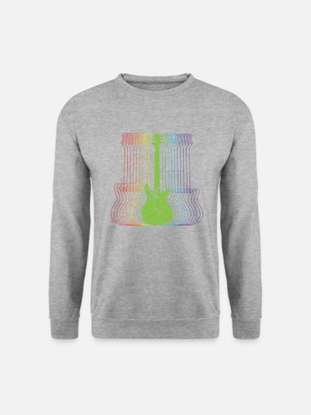Gitarren Kunst Bass Retro E-Gitarre Musiker - Unisex Pullover - Weißgrau meliert