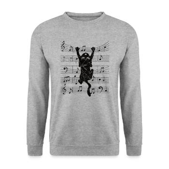 Chat avec des notes de musique musicien clé de sol - Sweat-shirt Unisexe - gris chiné - Devant - Alina (178cm) & Michal (187cm)