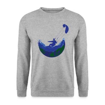 Kite the World Kitesurfer Shirt Kitesurf Surf KIte - Unisex Sweatshirt - salt & pepper - Front - Alina (178cm) & Michal (187cm)