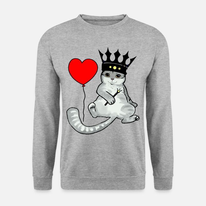 Cat birthday king heart congratulation - Unisex Sweatshirt - salt & pepper