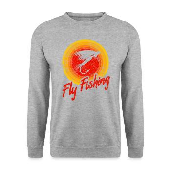 Fly fisherman Fly trout fisherman - Unisex Sweatshirt - salt & pepper - Front - Alina (178cm) & Michal (187cm)