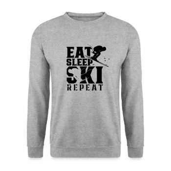 Eat Sleep Ski Répéter Skier Ski - Sweat-shirt Unisexe - gris chiné - Devant - Alina (178cm) & Michal (187cm)