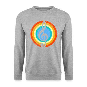 Cadeau de musicien Clef Retro Vintage Look - Sweat-shirt Unisexe - gris chiné - Devant - Alina (178cm) & Michal (187cm)