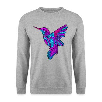 Colibri coloré en cadeau de style mandala - Sweat-shirt Unisexe - gris chiné - Devant - Alina (178cm) & Michal (187cm)