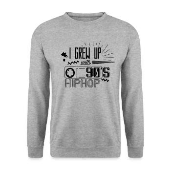 J'ai grandi avec le hip hop de 9 =, le hip hop des années 90 - Sweat-shirt Unisexe - gris chiné - Devant - Alina (178cm) & Michal (187cm)