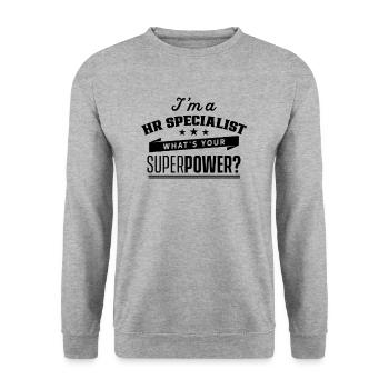 Ich bin ein HR Specialist Personal HR Spezialist - Unisex Pullover - Weißgrau meliert - Vorne - Alina (178cm) & Michal (187cm)