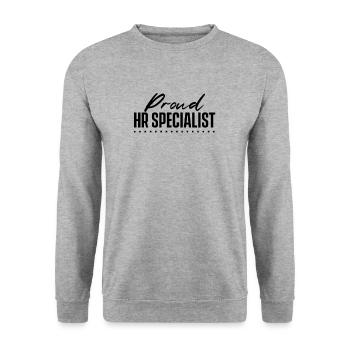 Proud HR Specialist Job Personal HR Specialist - Unisex Sweatshirt - salt & pepper - Front - Alina (178cm) & Michal (187cm)
