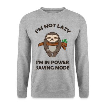 LUSTIGES FAULTIER Geschenk - Unisex Pullover - Weißgrau meliert - Vorne - Alina (178cm) & Michal (187cm)