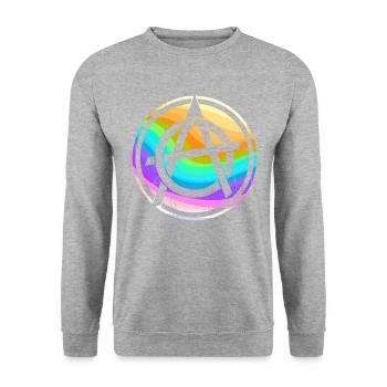 Buntes Anarchie Symbol Punk Logo Anarchisten - Unisex Pullover - Weißgrau meliert - Vorne - Alina (178cm) & Michal (187cm)