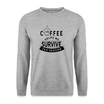 Kaffe hilft mir die Steuer Saison zu überleben - Unisex Pullover - Weißgrau meliert - Vorne - Alina (178cm) & Michal (187cm)
