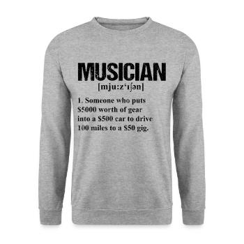 Musicien cadeau guitariste pour musicien MUSICIEN - Sweat-shirt Unisexe - gris chiné - Devant - Alina (178cm) & Michal (187cm)