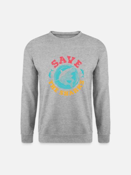 Save the Sharks Hai Fisch Schutz Taucher Geschenk - Unisex Pullover - Weißgrau meliert