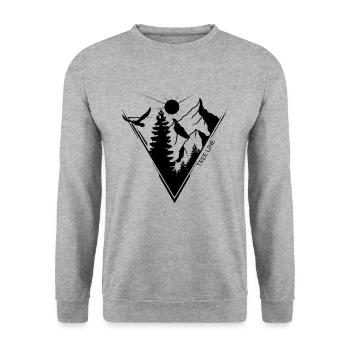 Tree line hikers nature mountain forest gifts - Unisex Sweatshirt - salt & pepper - Front - Alina (178cm) & Michal (187cm)