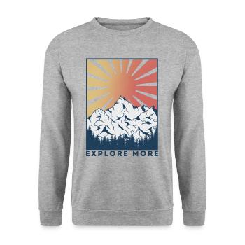 Explore more randonneurs montagnes nature cadeau escalade - Sweat-shirt Unisexe - gris chiné - Devant - Alina (178cm) & Michal (187cm)